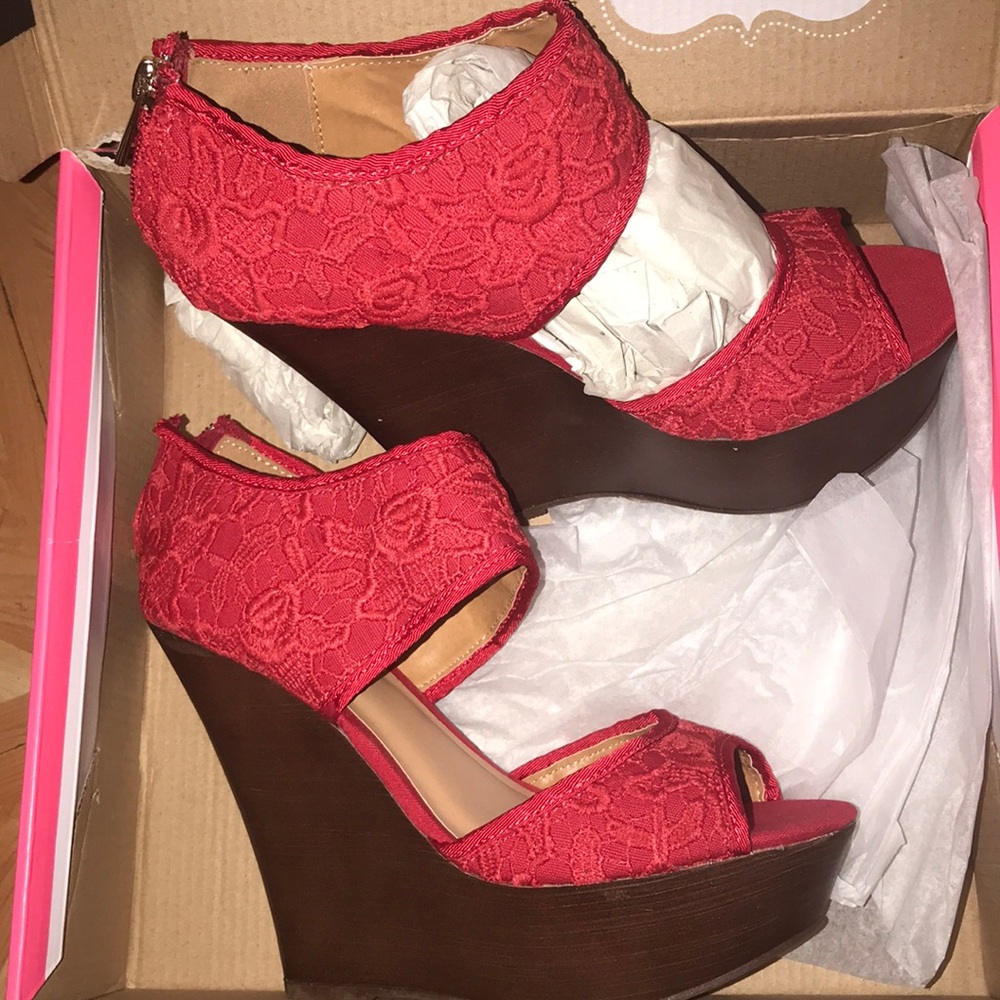 Red and brown heels